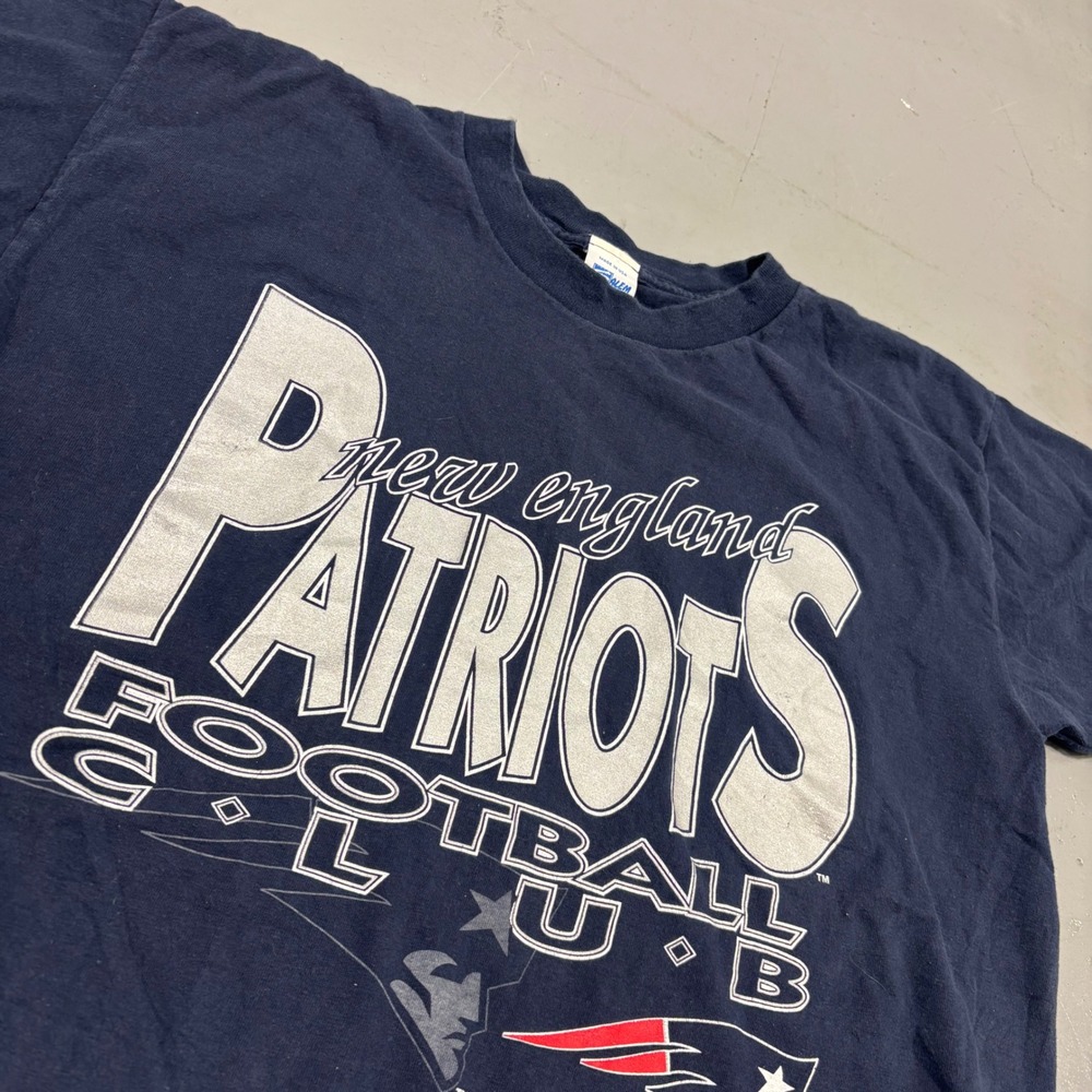 Vintage 1993 Salem New England Patriots T Shirt XL Navy Blue Single Stitch NFL